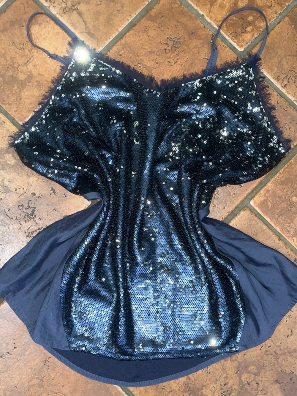 Miss Me Navy Sequin Camisole Tank